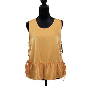 Mossimo Womens Sleeveless Ruffle Ruched Tank - Womens Medium - Orange Lily - NWT